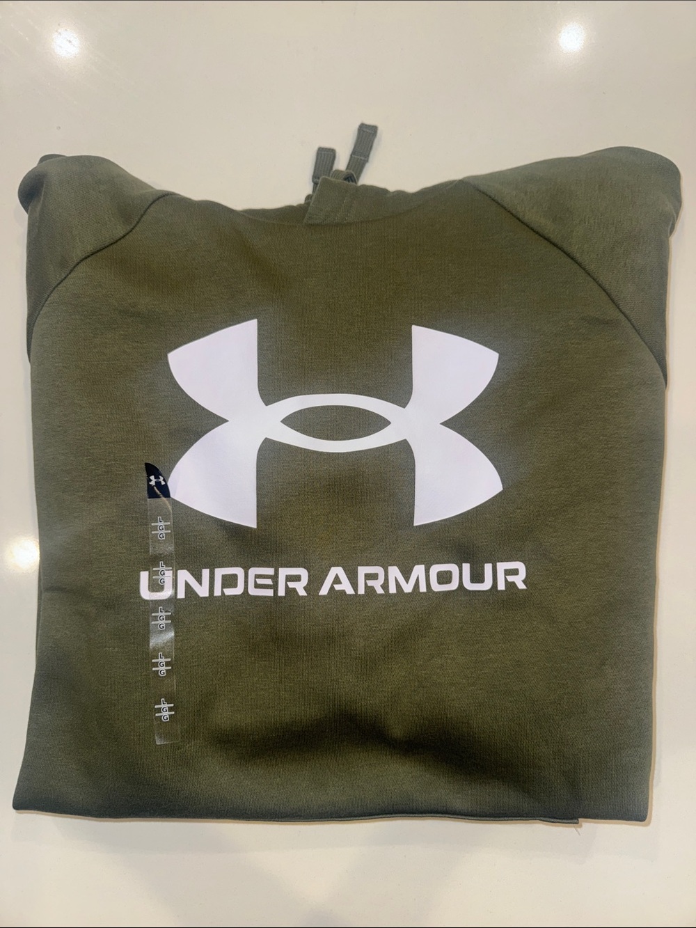 Under Armour Olive Green Hoodie with White Logo size Large NEW